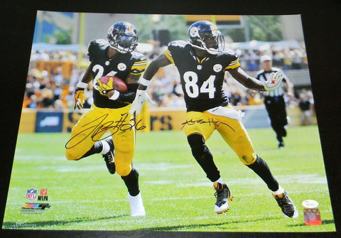 ANTONIO BROWN & LE'VEON BELL SIGNED PITTSBURGH STEELERS 16x20 PHOTO JSA