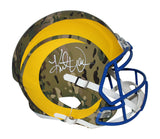 Kurt Warner Autographed/Signed St Louis Rams F/S Camo Speed Helmet BAS 34243