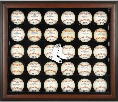 Boston Red Sox (2009-Present) Logo Brown Framed 30-Ball Display Case