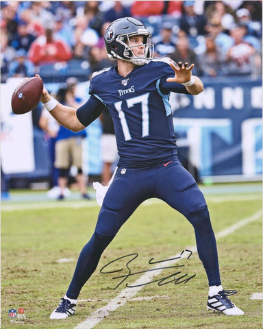 Ryan Tannehill Tennessee Titans Signed 16" x 20" Navy Jersey Passing Photo