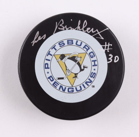Les Binkley Signed Penguins Logo Puck (Cojo) 1st Goalie Pittsburgh History 1967