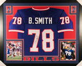 Bruce Smith Signed Buffalo Bills 35x43 Custom Framed Blue Home Jersey (JSA COA)