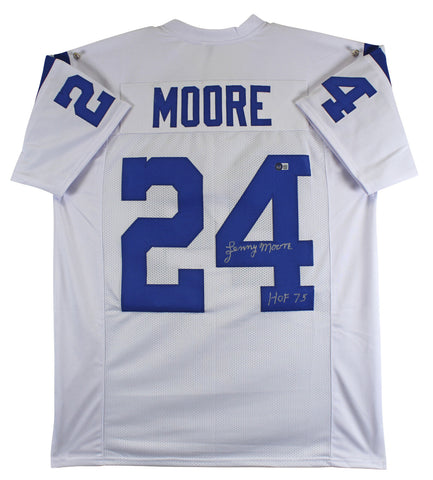 Lenny Moore "HOF 75" Authentic Signed White Pro Style Jersey Autographed BAS Wit