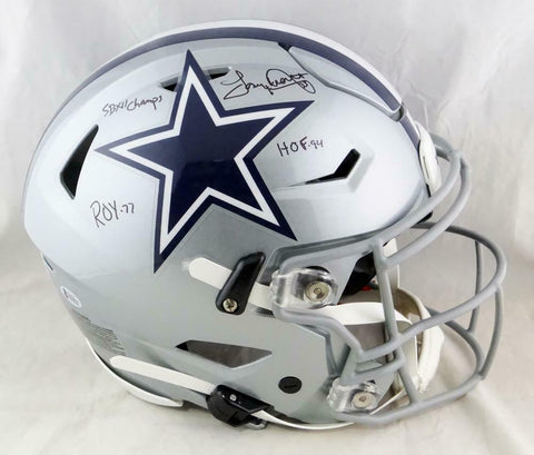 Tony Dorsett Signed Cowboys Full Size SpeedFlex Helmet w/3 Insc -Beckett Auth