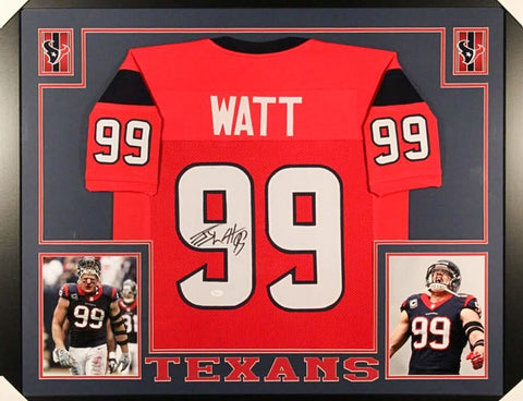 J.J. Watt Signed Texans 35x43 Custom Framed Jersey (JSA) 4x Pro Bowl (2012-2015)