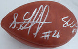 Shaquem & Shaquill Griffin Autographed Leather Football Seahawks Flat MCS 79415