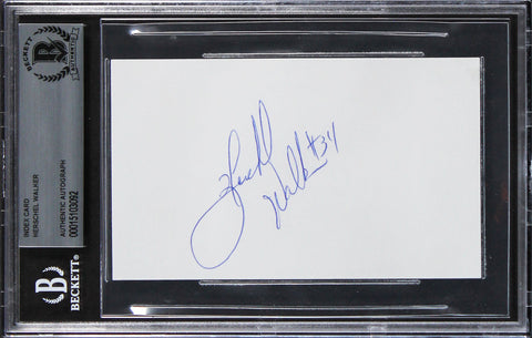 Cowboys Herschel Walker Authentic Signed 3x5 Index Card BAS Slabbed 2