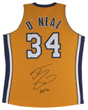 Shaquille O'Neal "HOF 16" Signed Yellow M&N 1999-00 HWC Authentic Jersey BAS Wit