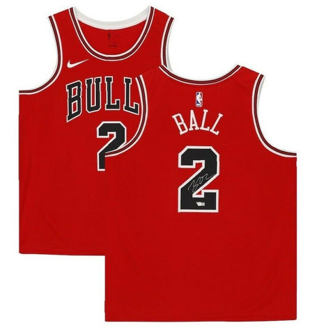 LONZO BALL Autographed Chicago Bulls Nike Red Jersey FANATICS