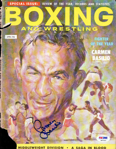 Carmen Basilio Autographed Boxing & Wrestling Magazine Cover PSA/DNA #S47310