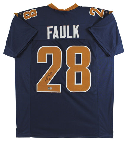 Marshall Faulk Authentic Signed Navy Blue Pro Style Jersey BAS Witnessed