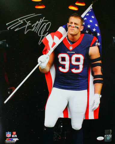 JJ Watt Autographed Houston Texans 16x20 PF Photo Flag in Tunnel- JSA W *Silver