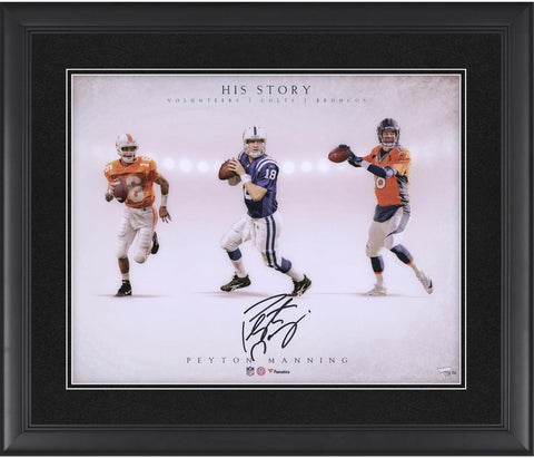 Peyton Manning Framed Autographed 16" x 20" His Story Photograph