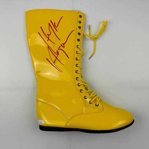 Autographed/Signed Hulk Hogan Yellow WWE WWF Wrestling Boot/Shoe JSA COA Auto
