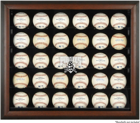 Pittsburgh Pirates Logo Brown Framed 30-Ball Display Case-Fanatics
