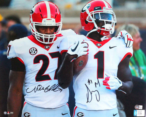 Sony Michel Autographed Bulldogs Side By Side Close Up 16X20 Photo- BA W *Black