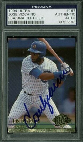 Cubs Jose Vizcaino Authentic Signed Card 1994 Ultra #167 PSA/DNA Slabbed