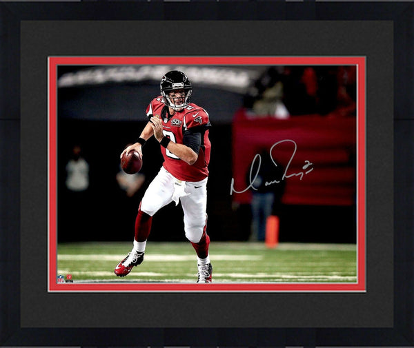 Framed Matt Ryan Atlanta Falcons Autographed 16" x 20" Red Scramble Photograph