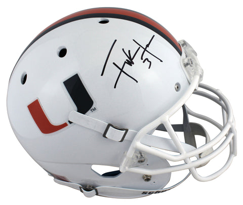 Miami Frank Gore Authentic Signed White Schutt Full Size Rep Helmet BAS Witness