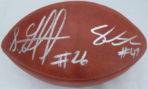 Shaquem & Shaquill Griffin Autographed Leather Football Seahawks Flat MCS 79415