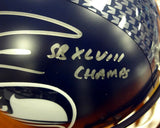 RUSSELL WILSON AUTO SEAHAWKS FULL SIZE HELMET SB CHAMPS IN SILVER RW HOLO 72373