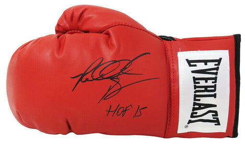 Riddick Bowe Signed Everlast Red Boxing Glove w/HOF 15 - SCHWARTZ COA