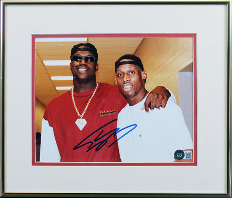 Lakers Shaquille O'Neal Signed 8x10 Framed Photo w/ Dennis Rodman BAS #WP79156