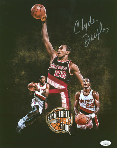 Blazers Clyde Drexler Authentic Signed 11x14 Collage Photo JSA Witnessed