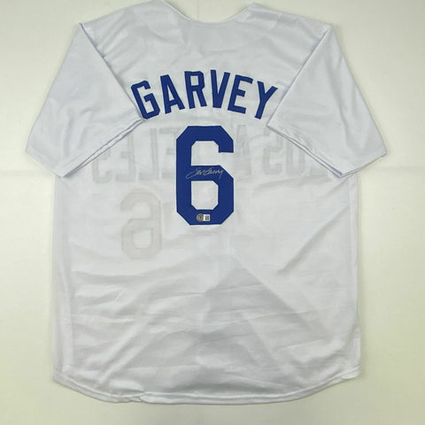 Autographed/Signed STEVE GARVEY Los Angeles White Baseball Jersey Beckett COA