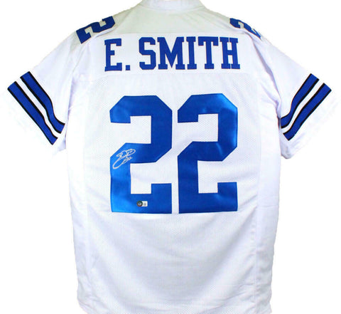 Emmitt Smith Autographed White Pro Style Jersey-Beckett W Hologram *Silver