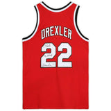 CLYDE DREXLER Autographed "The Glide" Trail Blazers Red Jersey FANATICS