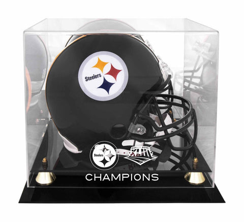 Steelers Super Bowl XLIII Champs Golden Classic Helmet Logo Display Case