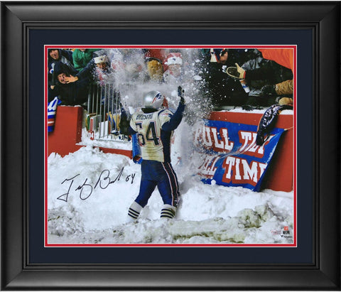 Tedy Bruschi New England Patriots FRMD Signed 16x20 Snow Celebration Photo