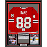 Framed Autographed/Signed Patrick Kane 33x42 Chicago Red Jersey Beckett BAS COA