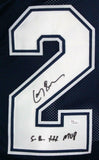 Larry Brown Autographed Blue Pro Style Jersey W/ SB MVP- JSA W *Black