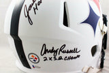 Ham Lambert Russell Signed Steelers F/S AMP Speed Helmet - Beckett W Auth *Black
