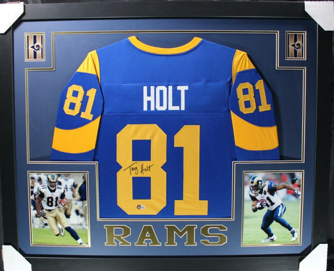 TORRY HOLT (Rams throwback SKYLINE) Signed Autographed Framed Jersey Beckett