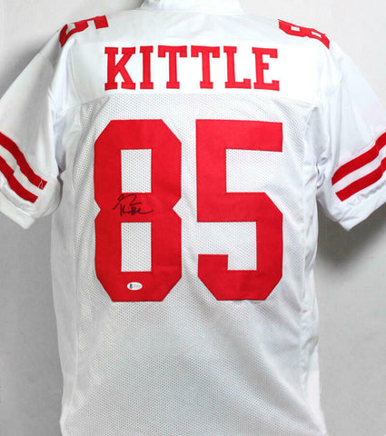 George Kittle Autographed White Pro Style Jersey - Beckett W Auth *8