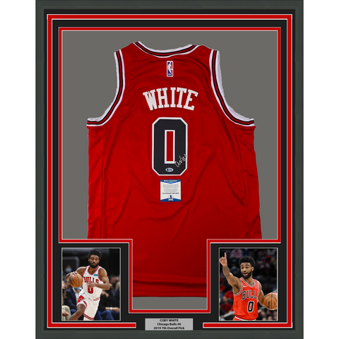 Framed Autographed/Signed Coby White 33x42 Chicago Red Basketball Jersey BAS COA