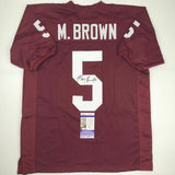 Autographed/Signed MARQUISE BROWN Oklahoma Red College Football Jersey JSA COA