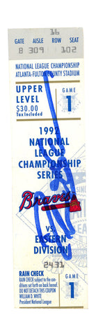 Deion Sanders Autographed Atlanta Braves 1992 NLCS Game 1 Ticket BAS 37147