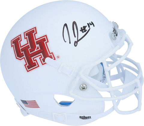 Isaiah Johnson Houston Cougars Autographed Schutt White Mini Helmet