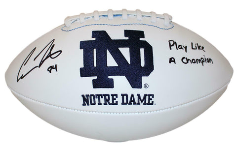 Cole Kmet Autographed Notre Dame Fighting Irish Logo Football Beckett 35046