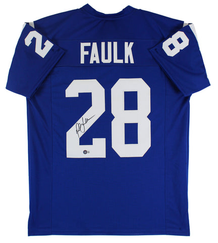 Marshall Faulk Authentic Signed Blue Pro Style Jersey Autographed BAS Witnessed