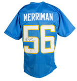 Shawne Merriman Signed Custom Blue Pro Style Football Jersey BAS ITP