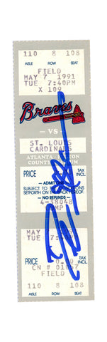 Deion Sanders Signed Atlanta Braves 5/7/1991 vs Cardinals Ticket BAS 37251