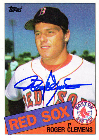 Roger Clemens Autographed Boston Red Sox 1985 Topps Rookie Card #181 - (SS COA)