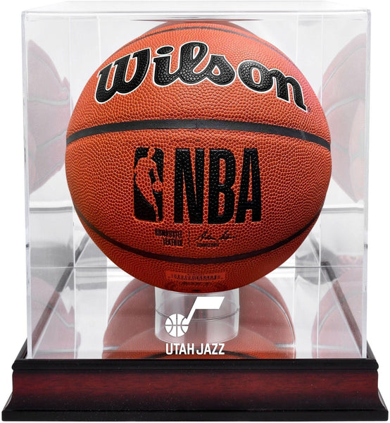 Utah Jazz Mahogany Logo Basketball Display Case