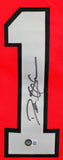 Deion Sanders Autographed Red W/ Black Pro Style Stat Jersey- Beckett Auth *U1