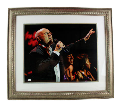 Phil Collins Signed Framed 16x20 Photo - Arm In the Air with Microphone